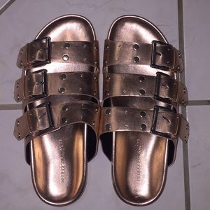 Rebecca Minkoff rose gold slides